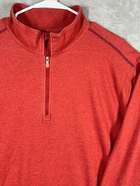Tommy Bahama Sweater Mens XL Orange IslandZone Quarter Zip UPF 30 Pullover Golf